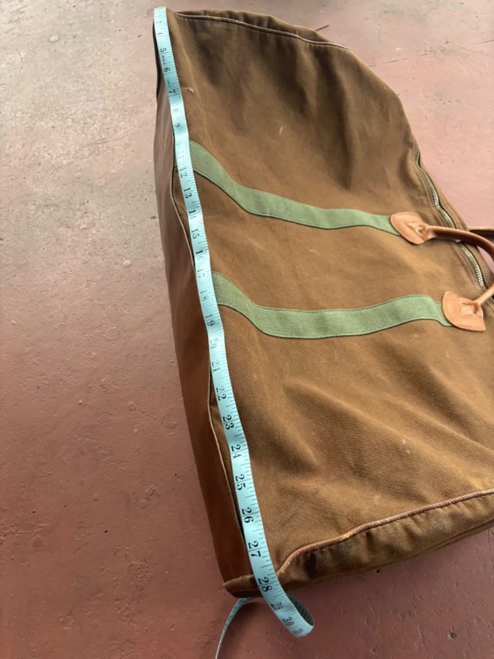 Vintage Extra Large LL Bean Canvas & Leather Zipper Duffle Bag 80s brown tote XL